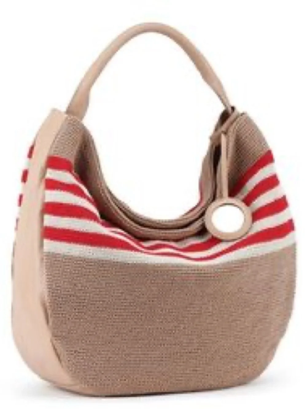 The Sak Tan Knit Hobo with Red & White Stripes